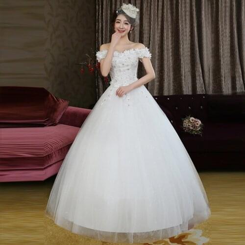 Sequins Floral Print Wedding Dress White Fashion Short Sleeves Floor-Length Lace Up New Plus Size Wedding Gowns For Women G136