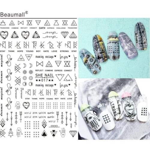 Black Nails Art Manicure Back Glue Decal Decorations Nail Sticker For Nails Tips Beauty