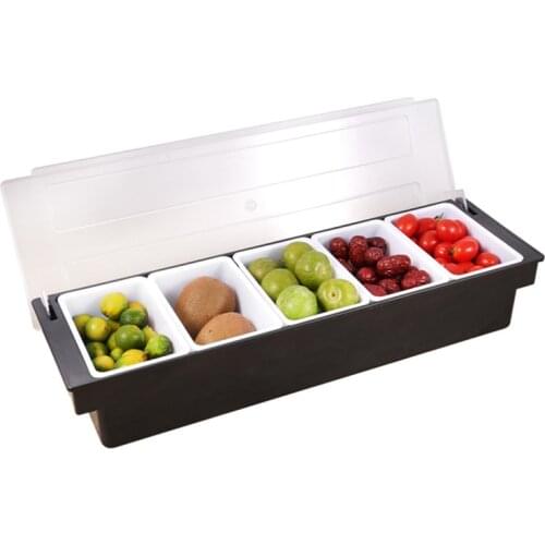 3/4/5/6 Compartment Condiment Dispenser Bar Fruit Caddy Garnish Tray Kitchen Spices Storage Holder Accessories
