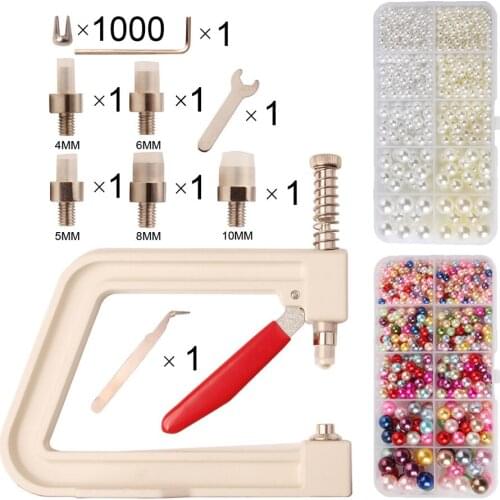 DIY Hand Press Pearl Attaching Machine Tools Kit Beads Rivet Fixing Machine for Crafts Supplies Imitation Round Pearl