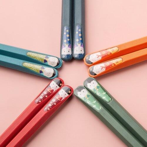 Creative Tableware Metal Alloy Chopsticks 5 Pairs Non-Slip Sushi Chopsticks Chinese Family Hot Pot Chopsticks