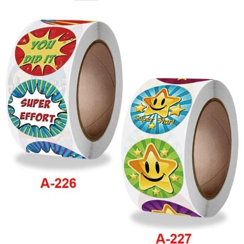 Round Shape Multi Purpose Cards Decoration Child Stickers 500Pcs/Roll Cute Reward Sticker School Teacher Supplies
