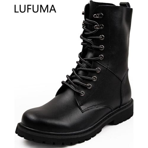 LUFUMA Military Boots Men Winter Shoes Warm Men Leather Boots Footwear Cowboy Tactical Boots Men Casual Shoes Size 38-48