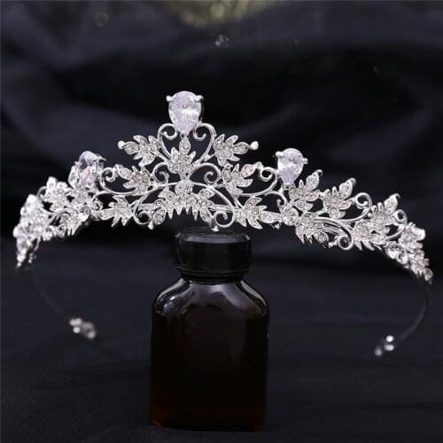 Trendy Wedding Zircon Leaves Crown Bridal Headpiece Small Crystal Diadem Queen Crown Princess Tiaras Wedding Hair Jewelry New