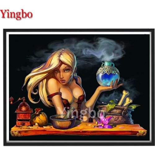 Cartoon magic witch New Diamond Embroidery Full Display Diamond Diamond Painting Mosaic Pictures Of Rhinestones Home Decoration