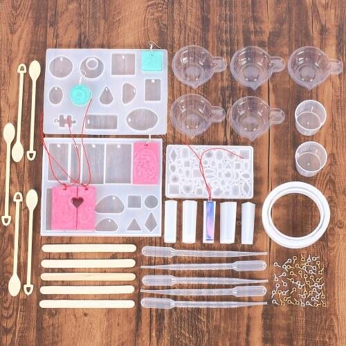 79Pcs Jewelry Making Tools Kit Pendant Silicone Molds Measuring Cups Screw Eye Pins for Necklace Earring Bracelet Casting Set