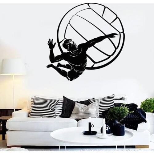 Volleyball Player Wall Sticker Ball Sport Beach Vinyl Wall Decal Living Room Bedroom Stadium Interior Decor Removable Mural M293