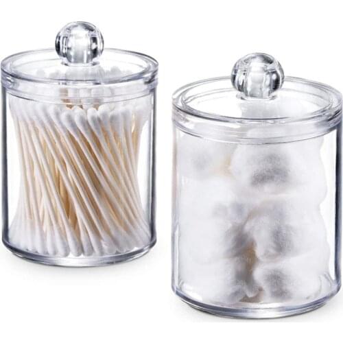 1PCS Makeup Organizer Storage Box Bathroom Accessories Cotton Swab Cotton Pad Jewelry RoundTransparent Plastic Storage Container