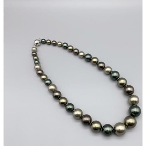 Graduated Sizes Multicolor Shell Pearls Necklace Magnetic Clasp Short Style For Women and Girls Gifts 18 Inch