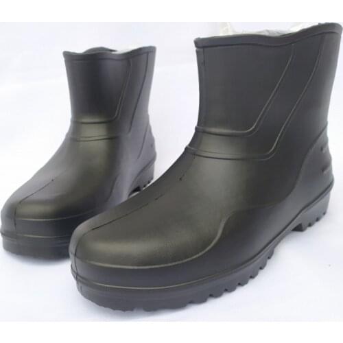 Rain boots mens middle tube chef shoes short tube boots water waterproof non-slip wear-resistant rubber car wash light botas