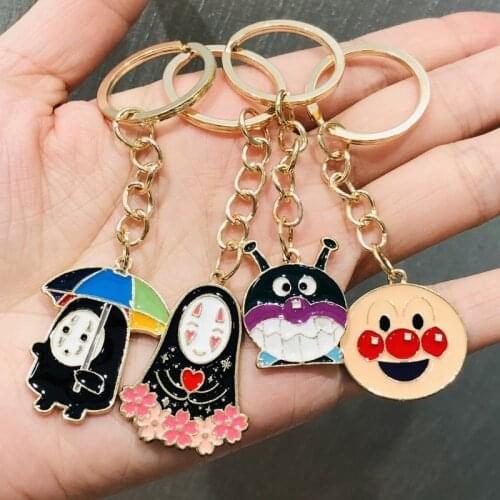 1Pcs Cartoon No Face Man Flower Keychain Pattern Purse Bag Car Charm Women Girls Children Key Ring Buckle Clasp Gifts