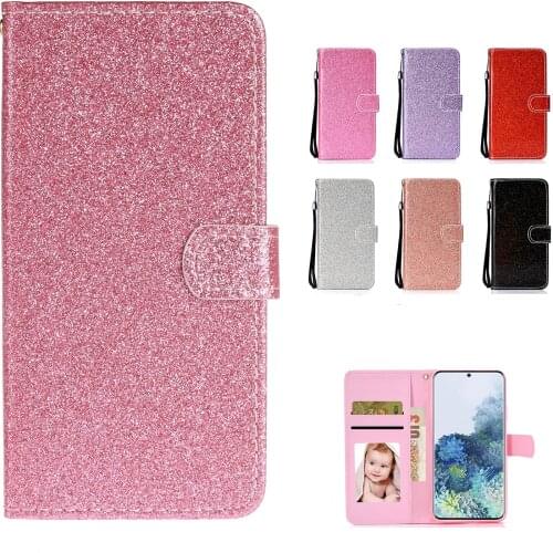 Bling Glitter Case for Samsung Galaxy S20 Ultra S10 S9 Note 20 10 Plus A20 A30 A50 A70 Leather Flip Card Slot Stand Wallet Cover