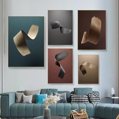 Nordic Modern Abstract Canvas Painting Brush Wall Art Pictures Minimalist Prints and Posters for Living Room Home Decor Unframed