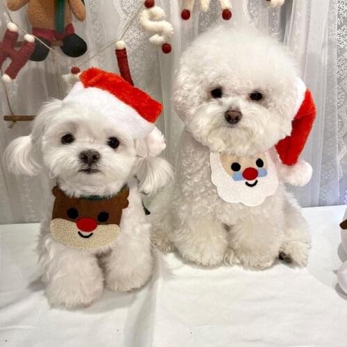 INS Hot Christmas Elk Candy Cake Snow Bao Dog Bib Pet Saliva Towel Cat Dog Bib