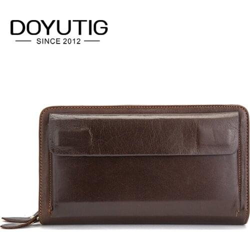 DOYUTIG Dress Style Mens Genuine Leather Clutch Bag For Business Male Fashion Big Money Purse & Card Bags New Day Clutches B036