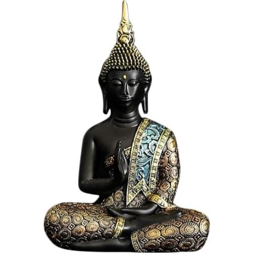 Thai Buddha Meditating Statue Zen Sculpture Ornaments for Decor Home Office