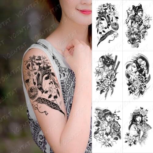 Waterproof Temporary Tattoo Sticker Lotus Flowers Lace Rose Sword Flash Tattoos Dragon Totem Body Art Arm Fake Tatoo Women Men