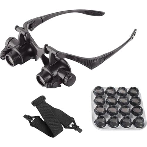 Eight Groups of Magnification Lenses Wear Double Glasses Type Led Repair High Magnification Magnifier 16 Lenses