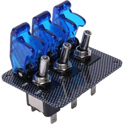 High quality Blue DC12V-20A LED indicator switch combination switch Carbon Fiber Surface Pane