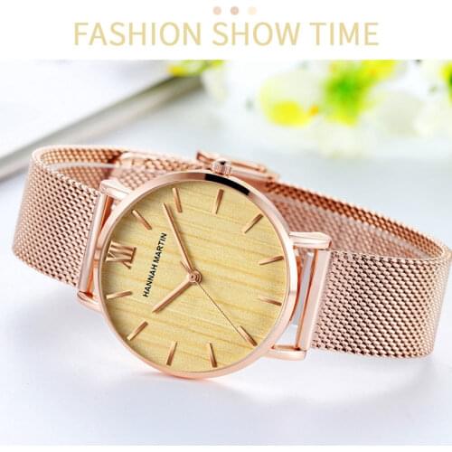 Wood Grain Walnut Japan Quartz Watches Movement Ladies Watch Luxury Brand Stainless Steel Mesh Band Waterproof Womens Wristwatch