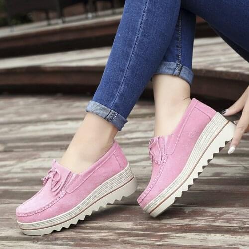 New Womens Flats shoes sudes Loafers Casual Shoes Lady Driving Flat Moccasins Lace Up Round Toe Chaussure Femme Size 35-42