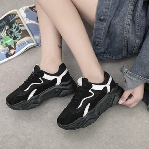 Old shoes women 2019 autumn new wild casual womens shoes thick bottom mesh breathable high heel shoes