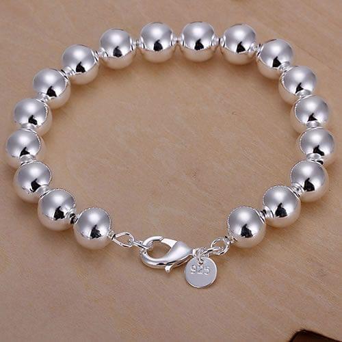 H136-2 925 jewelry silver plated bracelet, silver plated fashion jewelry 10mm Hollow Beads Bracelet /angajena dywamqda