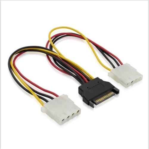 1pcs SATA Male Converted 2 Interfaces IDE power cable SATA 15p Male Switch IDE 4pin Female Conversion cables