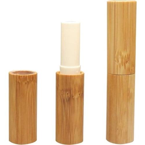 New bamboo design empty lip gross lipstick tube 5g cosmetic container lip balm tubes bamboo lip stick tubes 12pcs