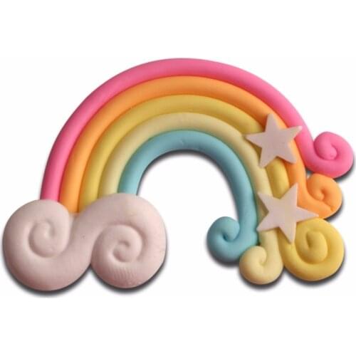12Pcs Pink Rainbow Bridge Clay Decoration Crafts Kawaii Cute Flatback Cabochon Embellishments For Scrapbooking DIY Accessories