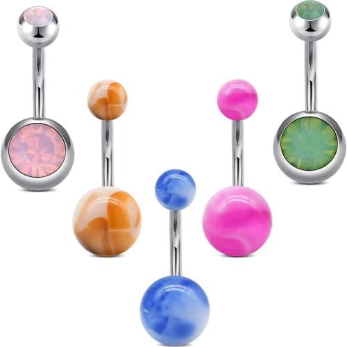 14G Crystal Piercing Navel Surgical Steel Rhinestone Belly Button Rings Navel Piercing Ombligo Ball Nombril