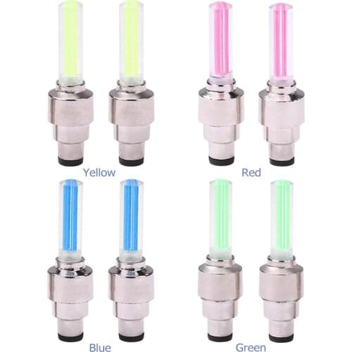 2PCS Car Wheel LED Light Motocycle Bike Light Tire Valve Cap Decorative Lantern Tire Valve Cap Flash Spoke Neon Lamp
