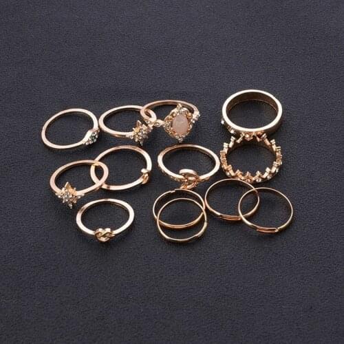 2021 Fashion Vintage 13 Pcs/set Crown Star Moon Joint Rings Sets for Women Jewelry Knuckle Ring