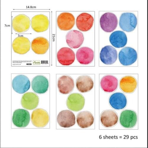 29pcs/lot Dot Watercolor Wall Stickers Circle Wall Decal DIY Fun Life Anywhere Home Decoration Cute Sticker For Kids Bedroom