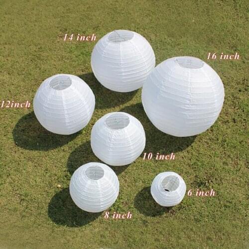 4-6-8-10-12-14-16 Inch White Round Chinese Paper Lantern for Wedding Event Birthday Party Decoration Bedroom Hanging Paper Balls