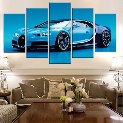 Print 5 Piece Canvas Home Decor Wall Art Painting Modular Poster HD Modern Bugatti Chiron Supercars Picture Living Room Frame