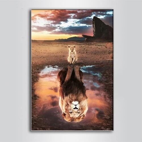 5D DIY Round Diamond Painting Lion King Cross Stitch Diamond Embroidery Pattern Rhinestone Wild Animal Lion Pictures Decor