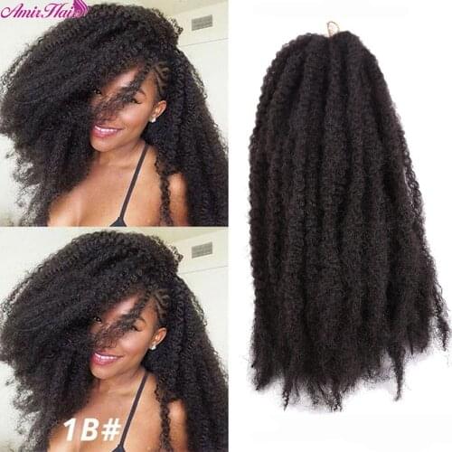 Amir Hair 9 Packs 18inch Synthetic Afro Kinky Soft Marley Braids with Ombre Red Brown and Black Crochet Braiding Hair Extensions