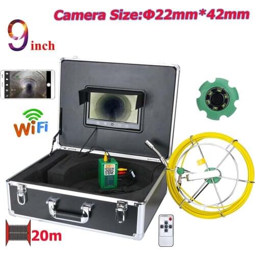 20M/30m/40m/50m 9 inch WiFi Wireless 22mm Industrial Pipe Sewer Inspection Video Camera System IP68 Waterproof 1000 TVL Camera