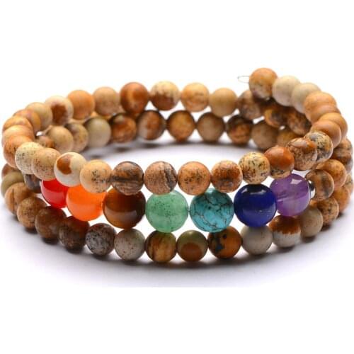 Natural Chakra Energy Stone Volcanic rocks Hand Made Mala Bracelet Yoga Bracelet Dropship