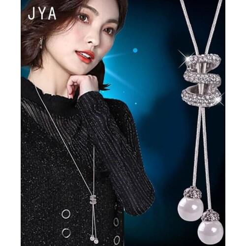 Cpop Pearl Long Pendant Necklace for Women Luxury Tassel Necklace Fashion Jewelry Sweater Chain Zircon Female Acsesorios 2018