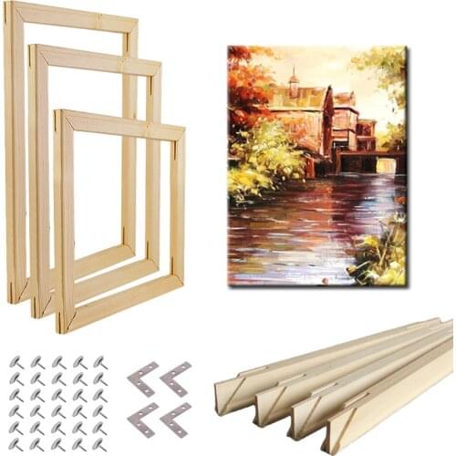 Nature Wood Tenon Picture Frame DIY Solid Frames Kit for Canvas Stretcher Oil Diamond Painting Wall Art Interior Home Decor