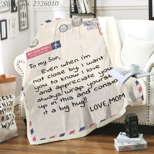 Express Love My Son 3D Velvet Plush Blanket Bedspread for Kids Girls Sherpa Blanket Couch Quilt Cover Travel Gift 05