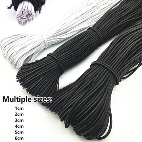 1/2/3/4/5/6mm High-Quality Elastic Rubber Round Elastic Band Cord white black Stretch rubber For Garment DIY Sewing Accessorie