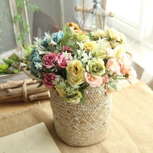 European Style Wild Rose Bouquet Simulation Flower Home Furnishing Decoration Hand Flower Road Decorated Wall Artificial Flower