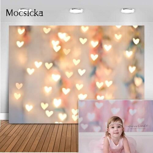 Valentines Day Backdrop for Photography Love Heart Bokeh Glitter Background Studio Newborn Kids Portrait PhotoBooth Photocall