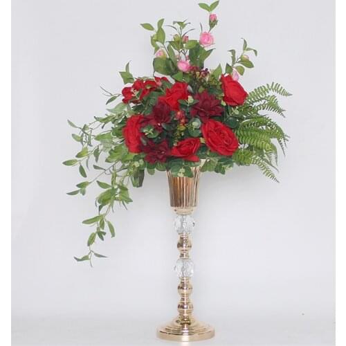 Artificial Rose Flowers road lead 1/2 Round Ball Leaves Wedding Table Centerpiece Home Decoration 6 color