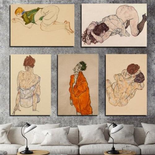 Egon Schiele Nordic Poster Art Canvas Painting Prints Living Room Home Decoration Modern Wall Art Oil Painting Posters Pictures