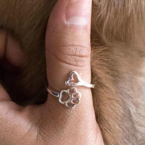 2019 Cute Memorable Ring Jewelry Hollow Dog Claw Heart Shape Rings For Women Adjustable Knuckle Finger Jewelry кольцо женское
