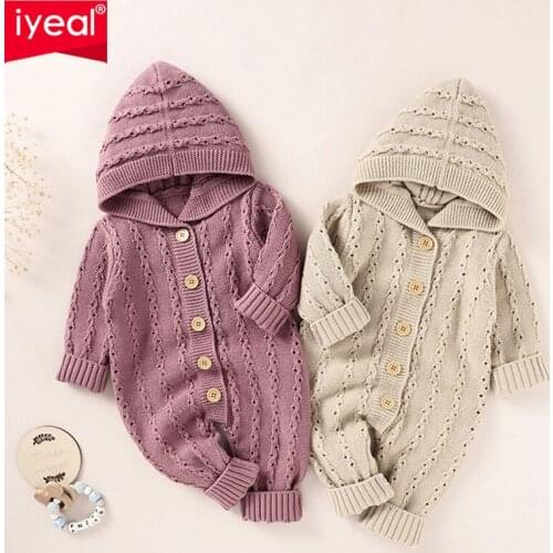 IYEAL Autumn Baby Rompers Knitted Infant Boys Girls Jumpsuits Outfits One Pieces Newborn Bebes Long Sleeve Overalls 0-18Months